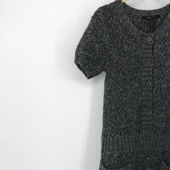 BCBGMaxazria Wool & Alpaca buttoned grey sweater mini dress - Picture 5 of 13